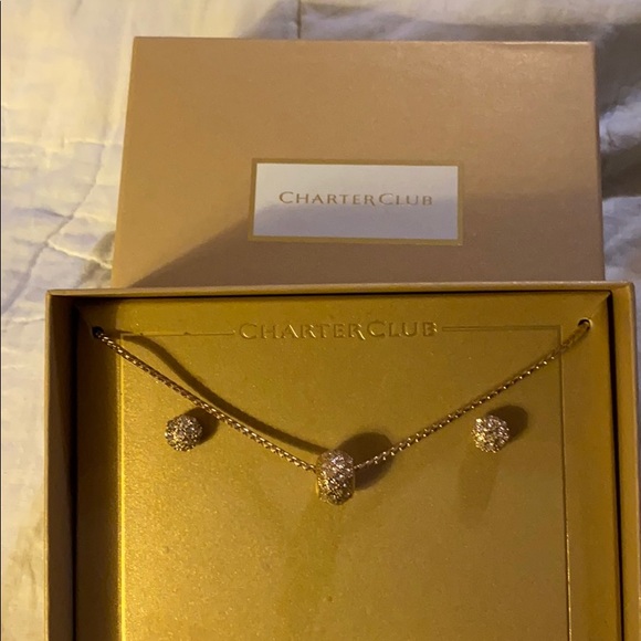 Gold bar necklace and matching earrings - Picture 2 of 7